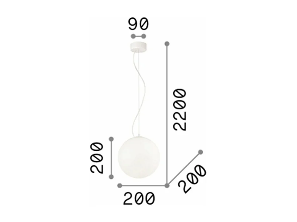 Ideal Lux Mapa Bianco - 1 licht Small Globe Deckenanhänger Weiß, E27