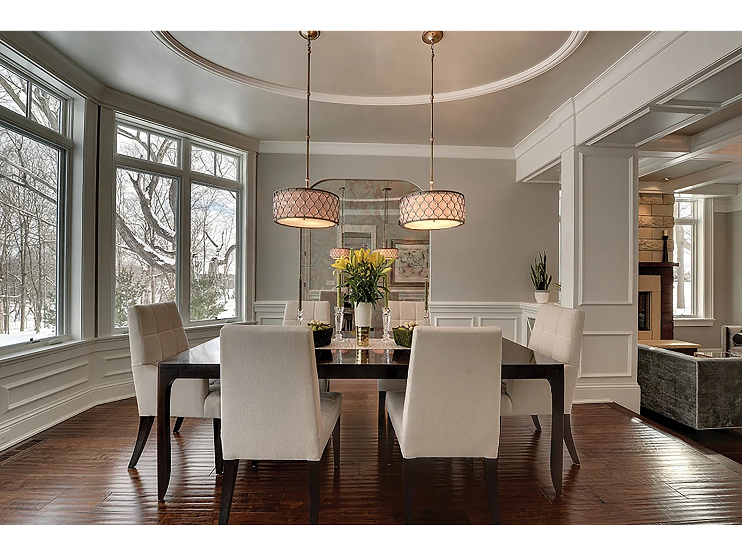 Elstead Lucia - 3 Lichtdecke Zylindrischer Anhänger Poliertes Silber, E27