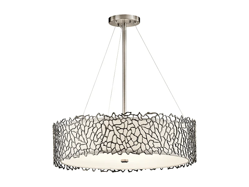 Elstead Coral - Sospensione classica a 4 luci in peltro, corallo argento, attacco E27