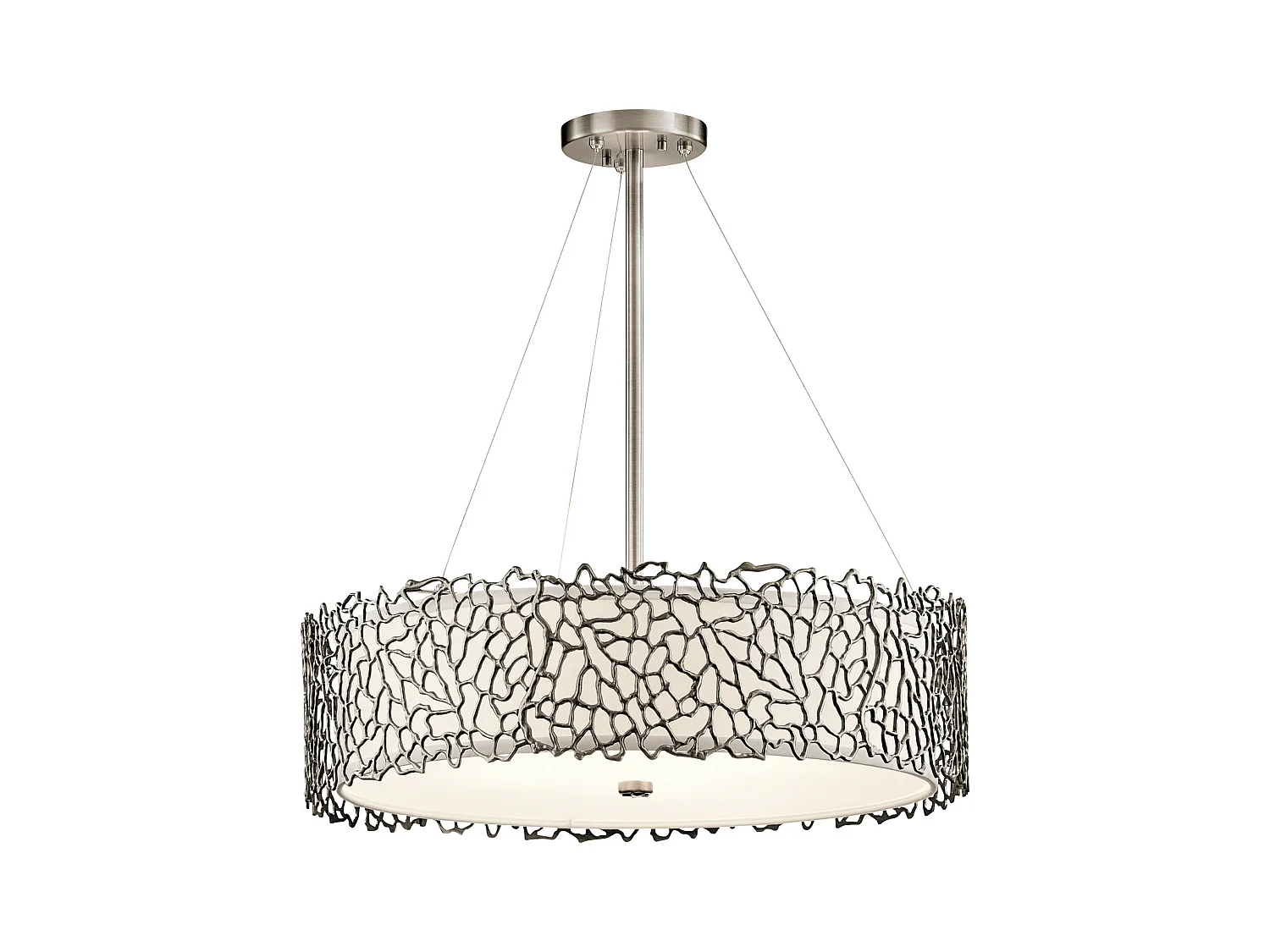 Elstead Coral Suspension à 4 ampoules au plafond en étain classique, corail argenté, E27