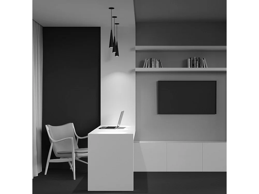 Nevill Lampada a Sospensione Slim da Soffitto Nera, 1 Luce, GU10