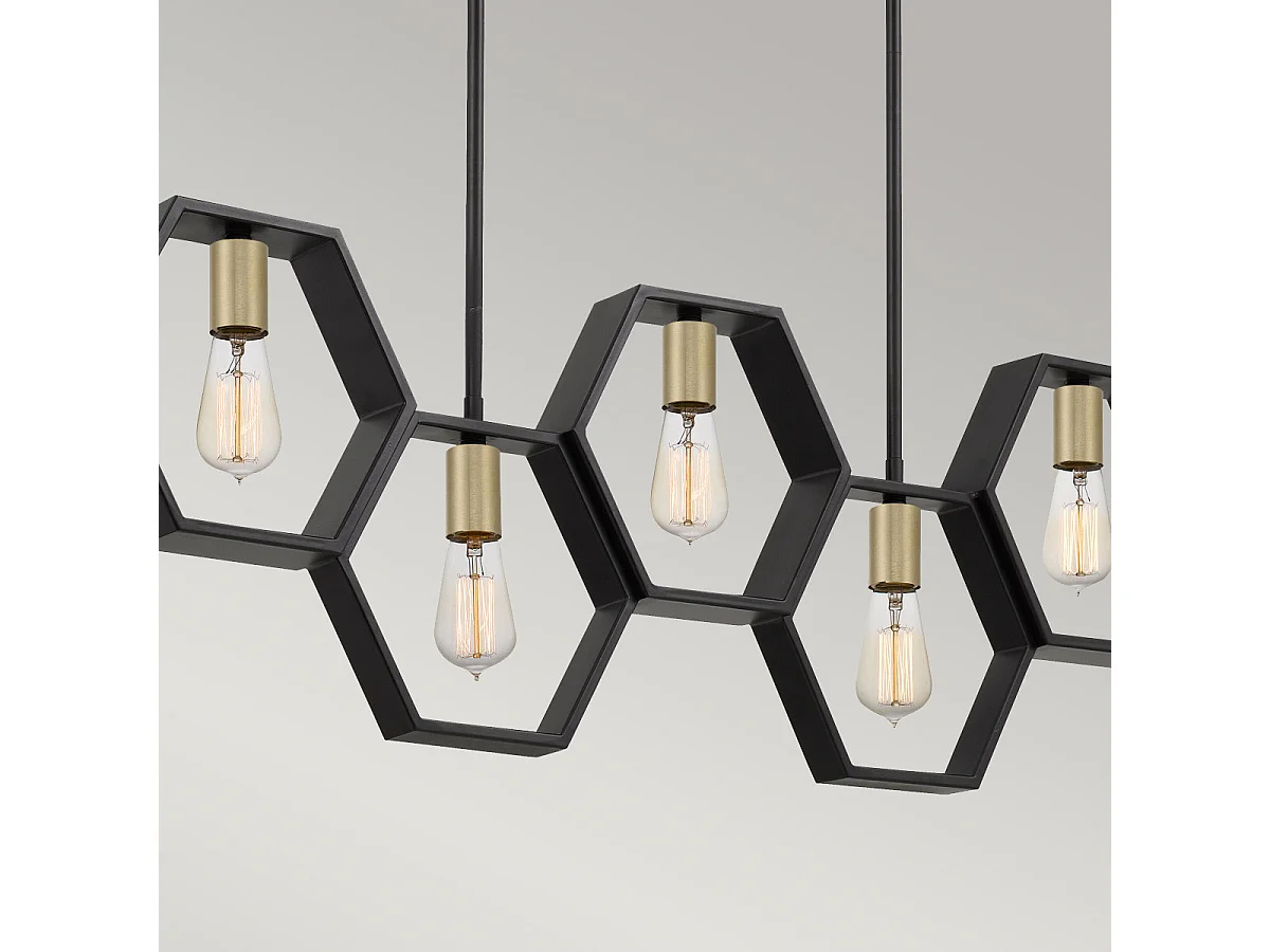 Elstead Quoizel Bismarck Bar Suspension Plafonnier Terre Noir