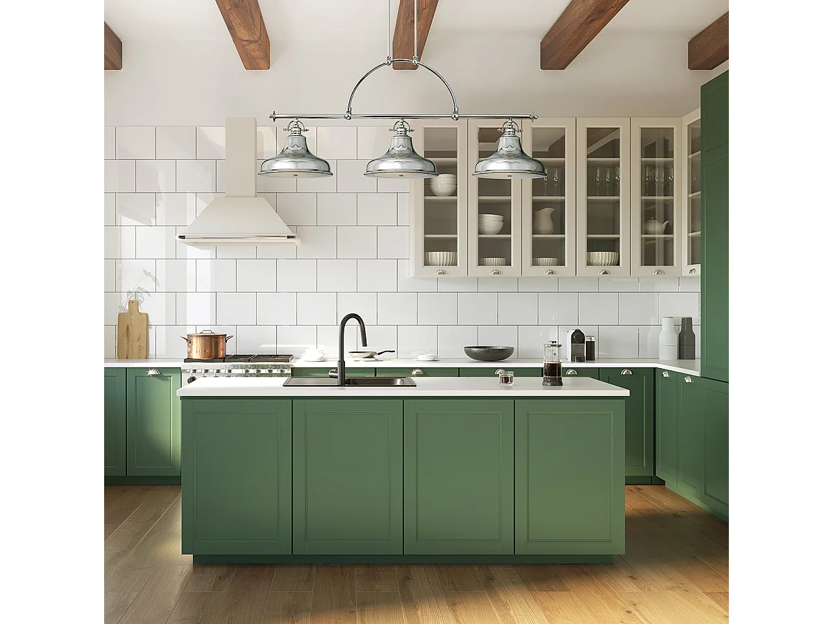 Elstead Emery - Lampadario a 3 luci a sospensione in argento chiaro, attacco E27