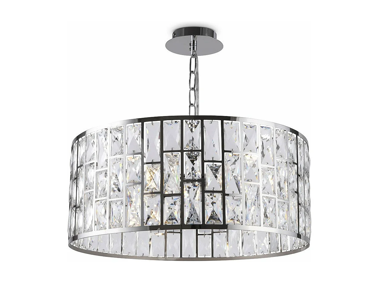 Gelid Araña Colgante Cilíndrico Cromo y Cristal, 4 Luces, E27