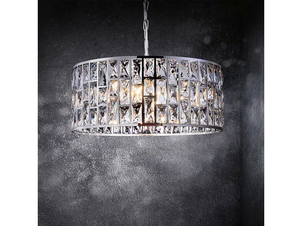 Gelid Araña Colgante Cilíndrico Cromo y Cristal, 4 Luces, E27