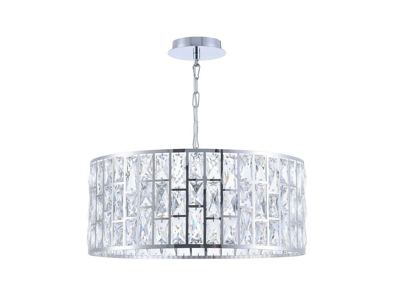 Gelid Lustre Suspension Cylindrique Chrome & Cristal, 4 Lumières, E27