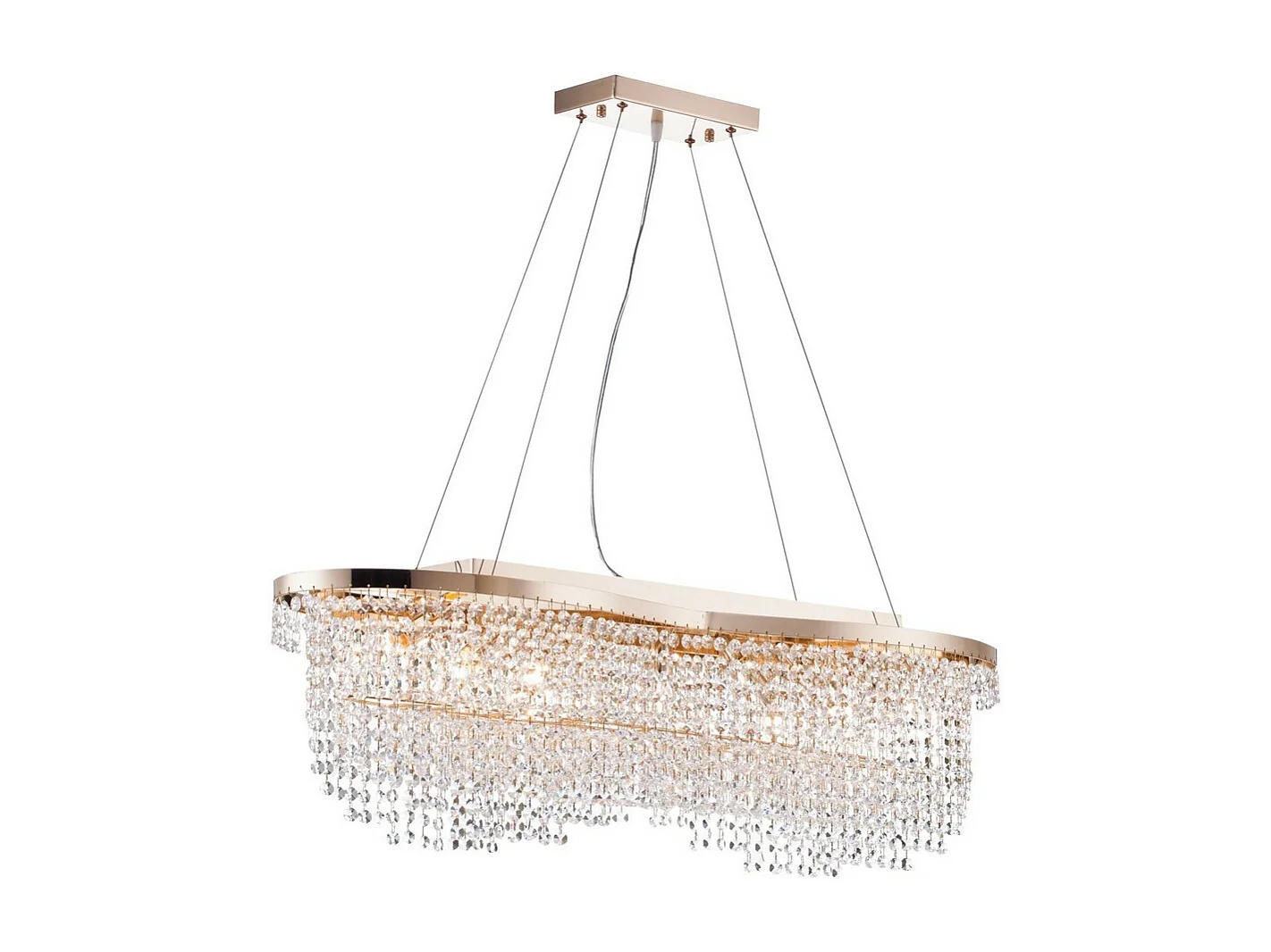 Toils Lampada a sospensione a soffitto oro e cristallo, 7 luci, E14