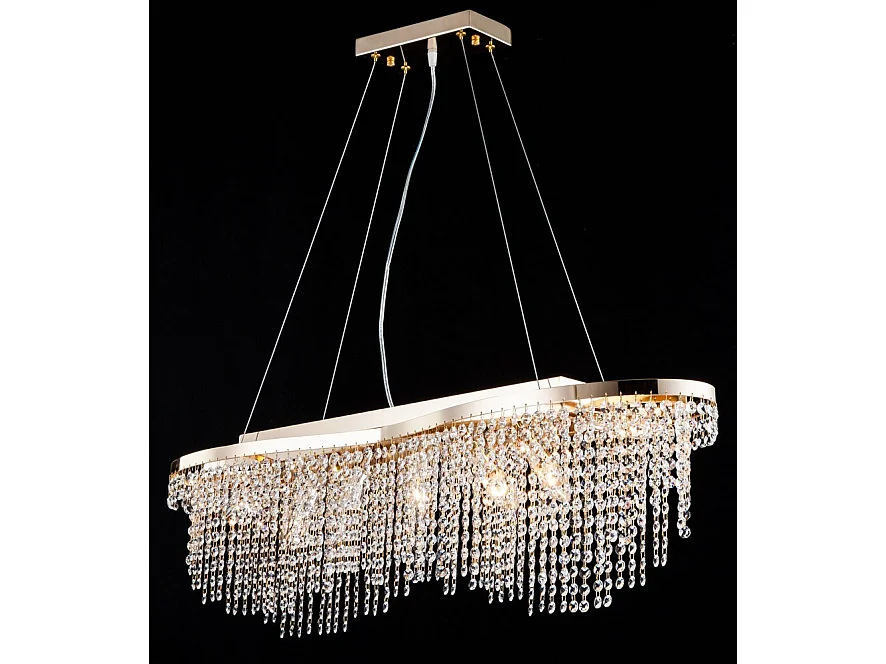 Toils Lampada a sospensione a soffitto oro e cristallo, 7 luci, E14