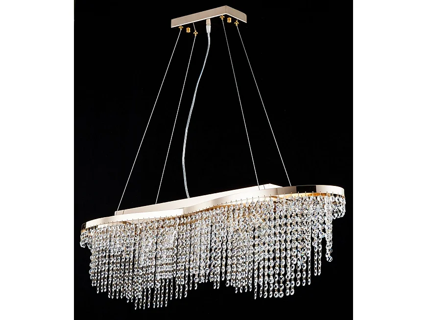 Toils Lampada a sospensione a soffitto oro e cristallo, 7 luci, E14