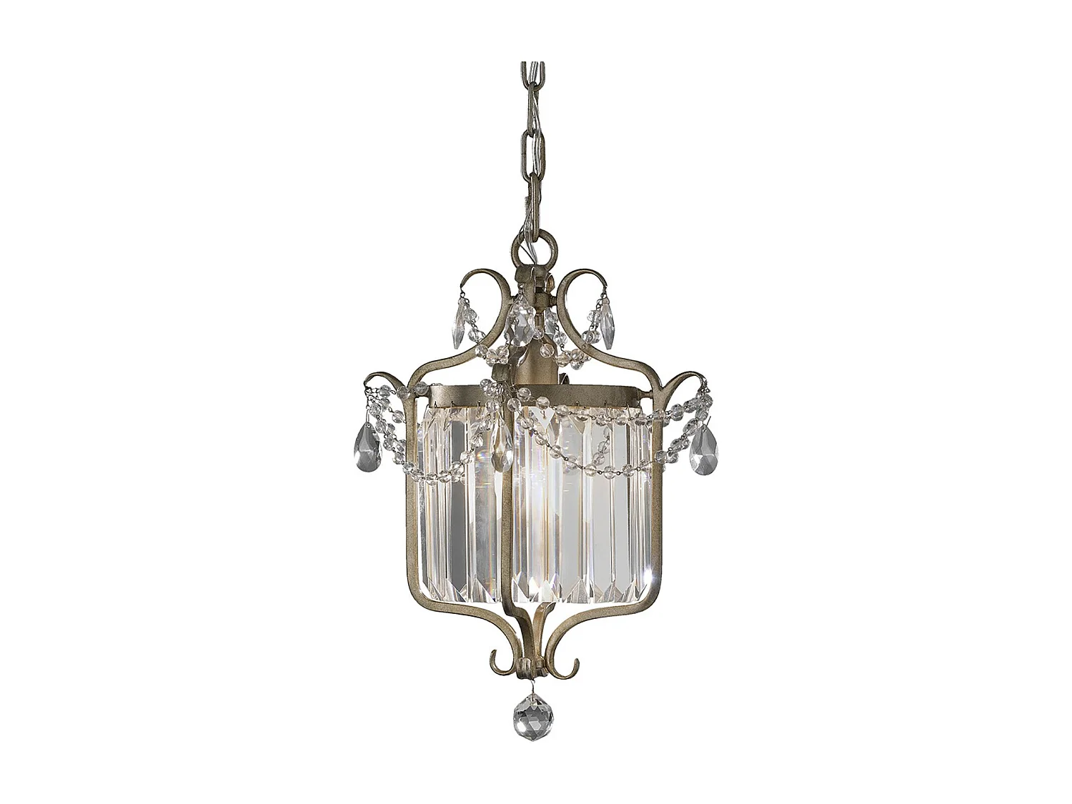 Sospensione Contemporanea Gianna Cristallo Argento Dorato Vetro Oro 1 Luce E27