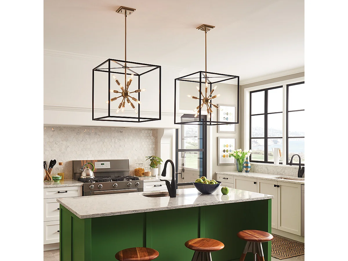 Aros Lisa McDennon par Hinkley Suspension 12 Lumières Noir & Laiton Chaud