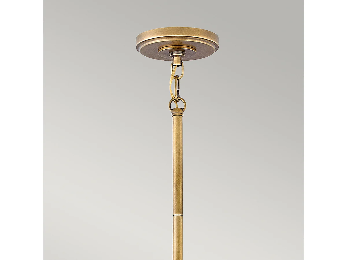 Fletcher Hinkley 3-Licht-Anhänger im Alter von Zink mit Heritage Messing