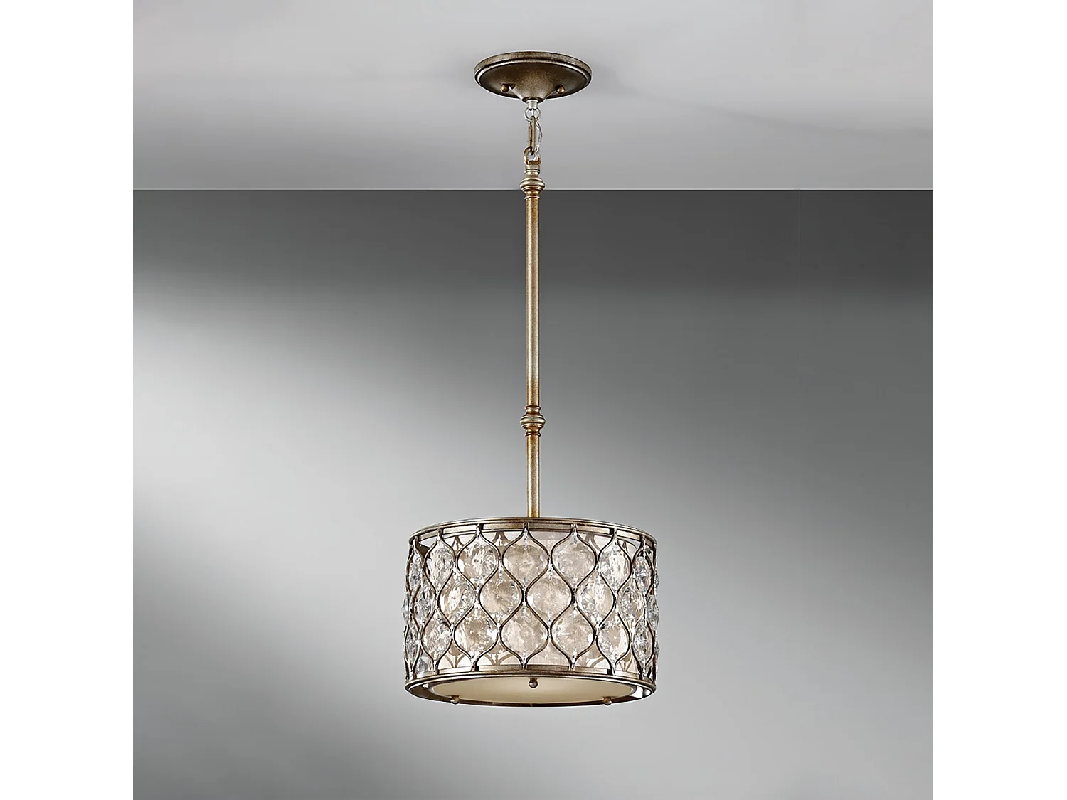 Sospensione Contemporanea Lucia In Acciaio Argento Brunito Cristallo 1 Luce E27