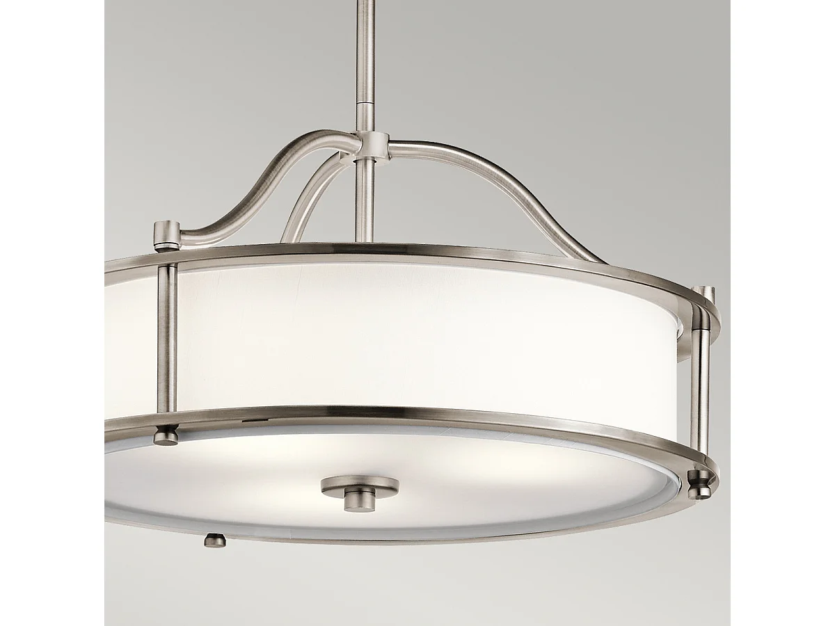 Elstead Emory - Lampada a sospensione rotonda da soffitto a 3 luci semi-filo peltro, E27