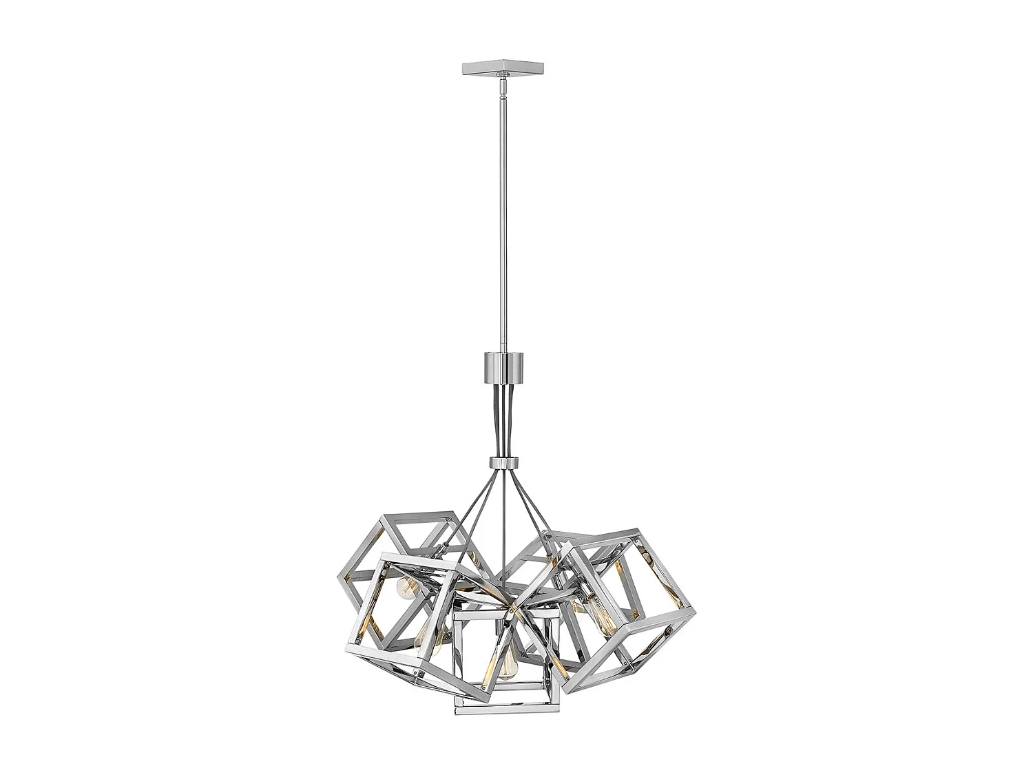 Lampadario Contemporaneo Ensemble Acciaio Nichel Lucido 5 Luci E27