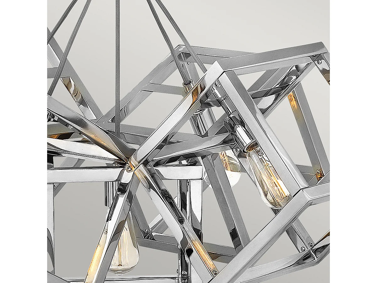 Lampadario Contemporaneo Ensemble Acciaio Nichel Lucido 5 Luci E27