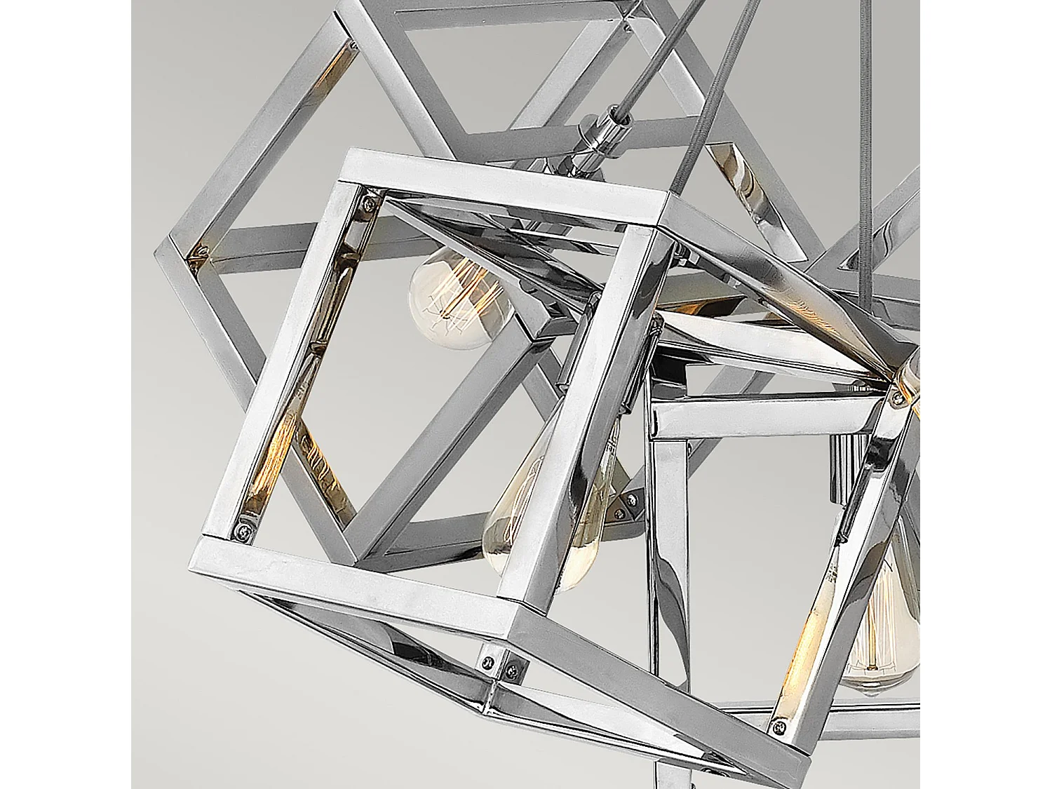 Lampadario Contemporaneo Ensemble Acciaio Nichel Lucido 5 Luci E27