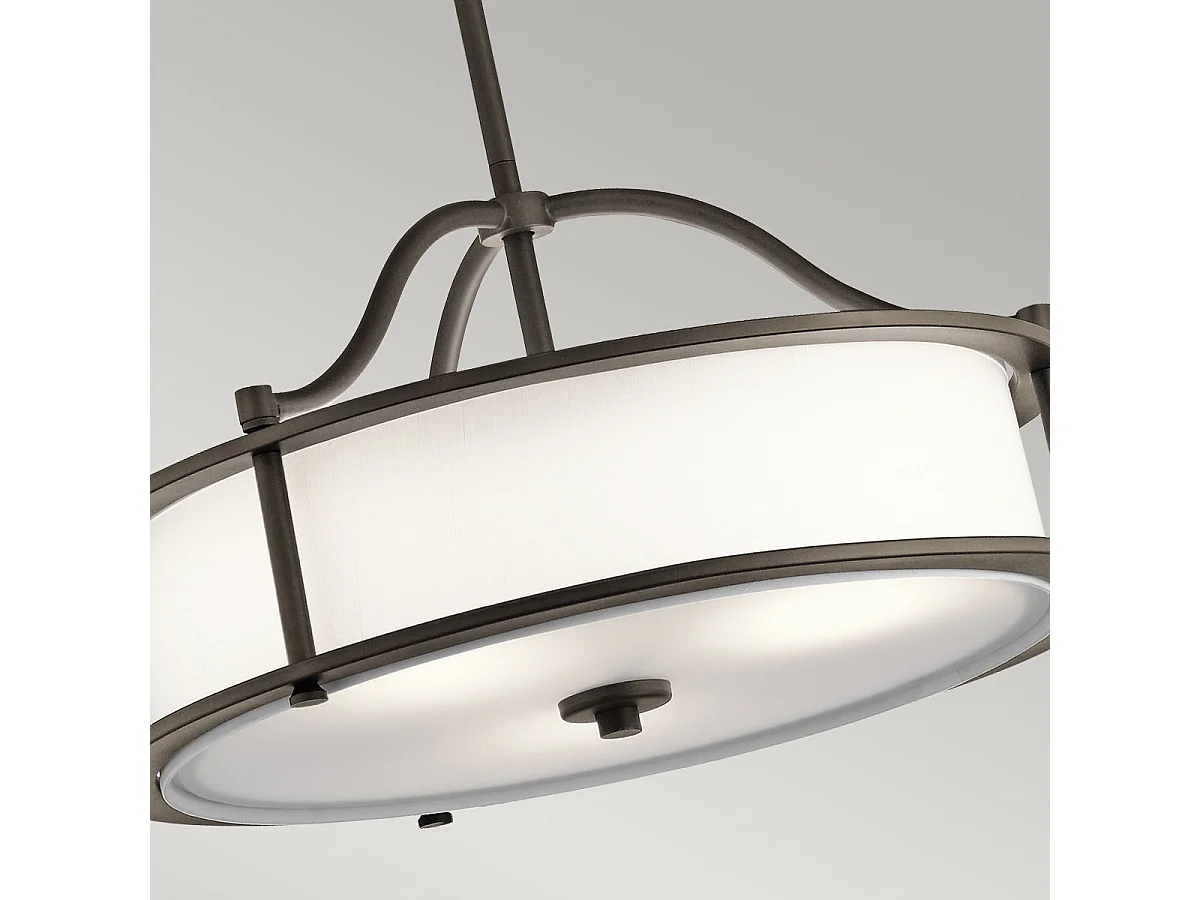 Elstead Emory - 3 licht Semi Flush runde Deckenpendelleuchte Zinn, E27