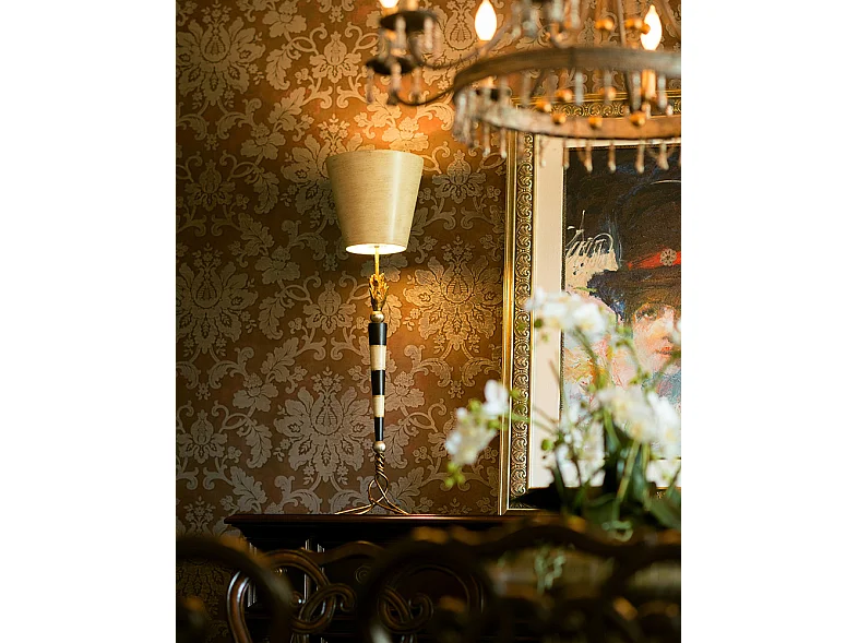 Elstead Flambeau 2 ljus takhänge svart, kräm, bladguld, E27