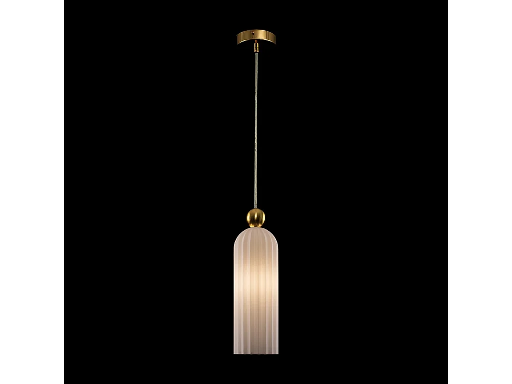 Maytoni Antic Moderne schlanke Pendel-Deckenleuchte Gold, Glasschirm weiß