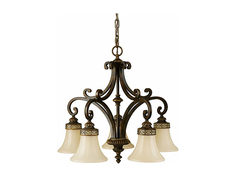 Lampadario Contemporaneo Drawing Room Acciaio Noce Vetro 5 Luci E27