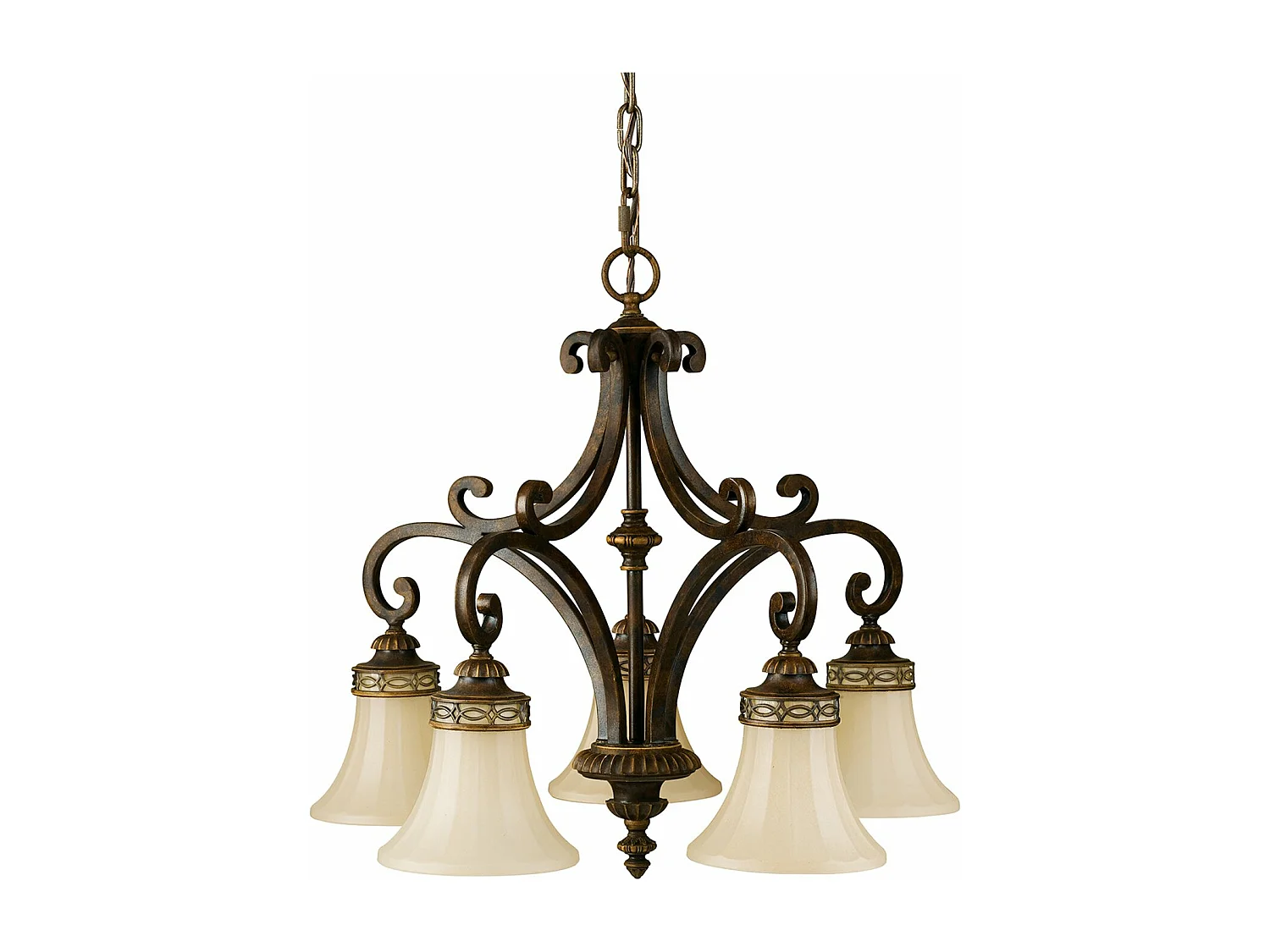 Lampadario Contemporaneo Drawing Room Acciaio Noce Vetro 5 Luci E27