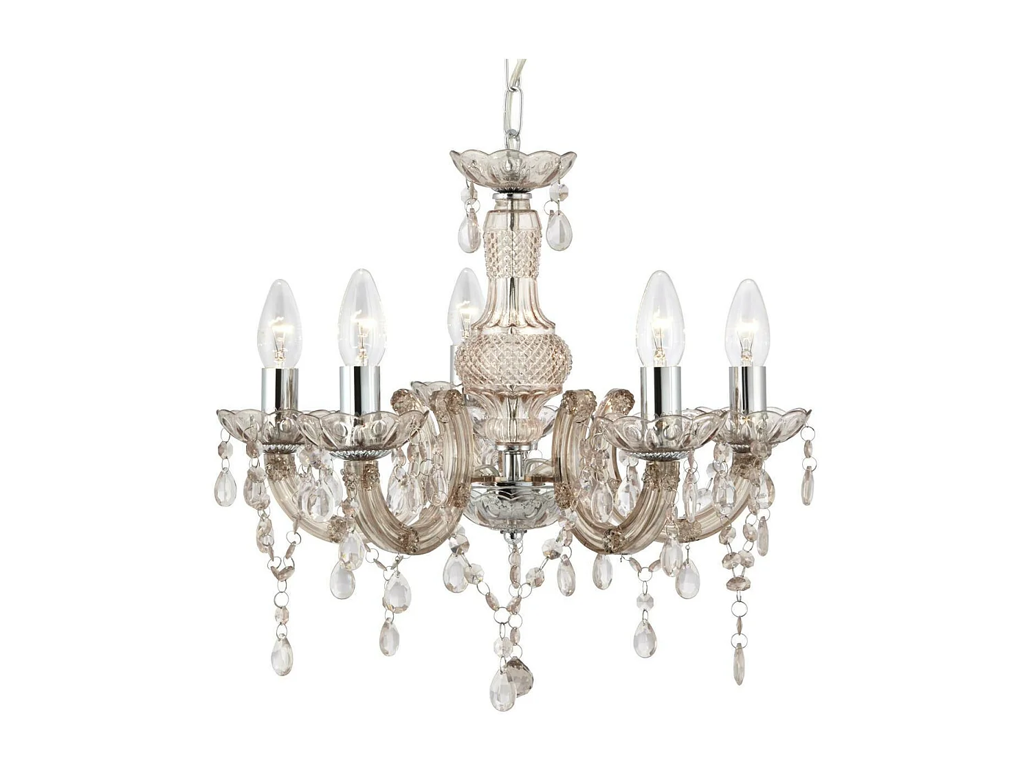 Searchlicht Marie Therese - 5 Leichtes Kronleuchter-Nerz-Finish mit Acrylkristallen, E14
