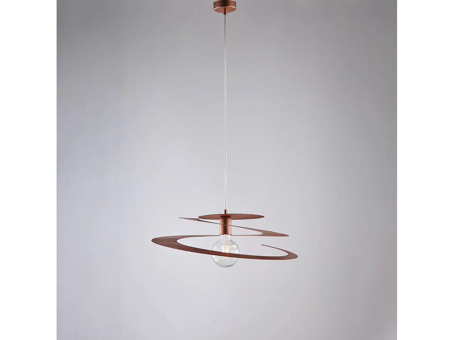 Sospensione Moderna 1 Luce Spring Ferro Laccato Rame Taglio Laser