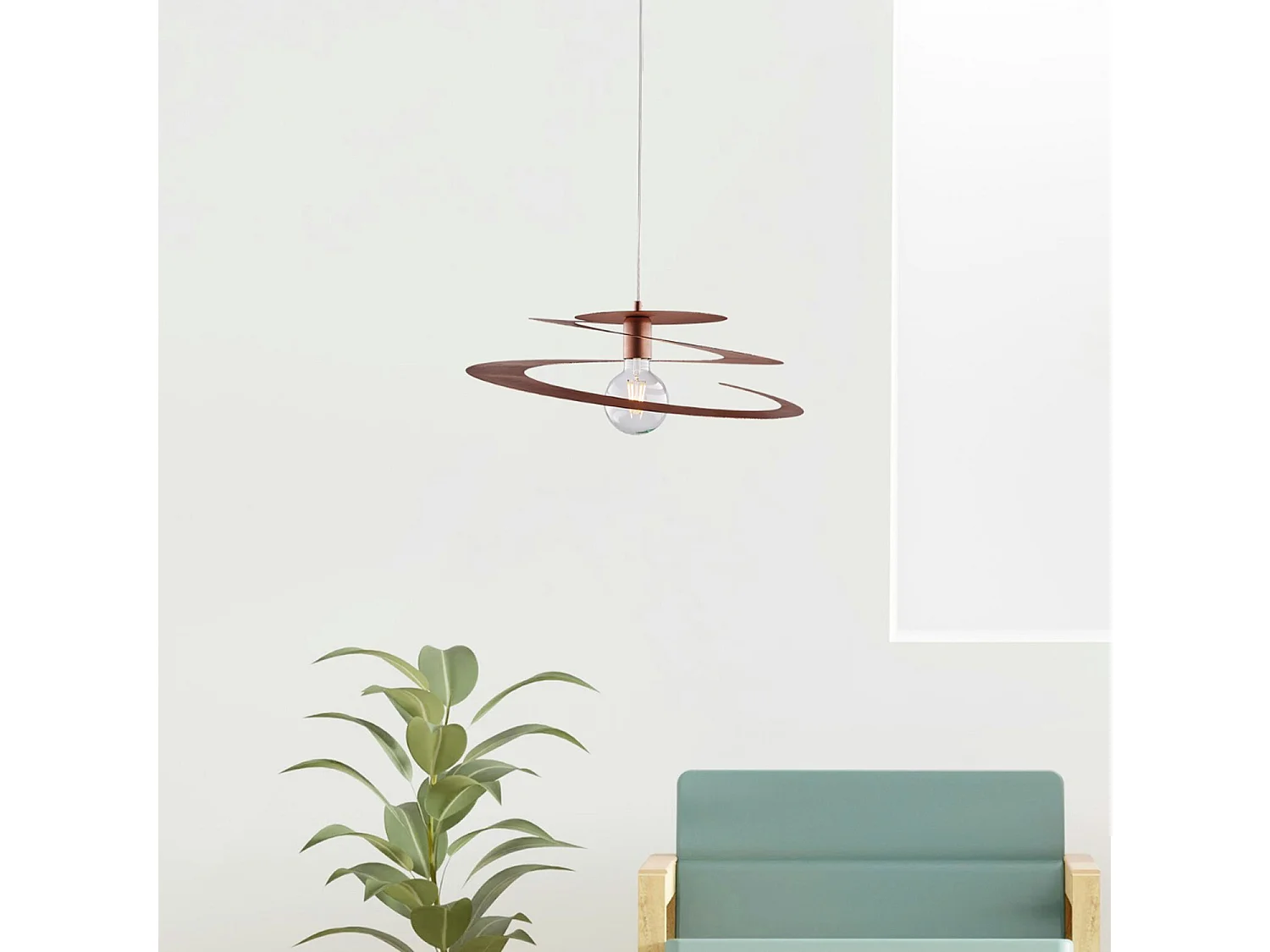 Sospensione Moderna 1 Luce Spring Ferro Laccato Rame Taglio Laser