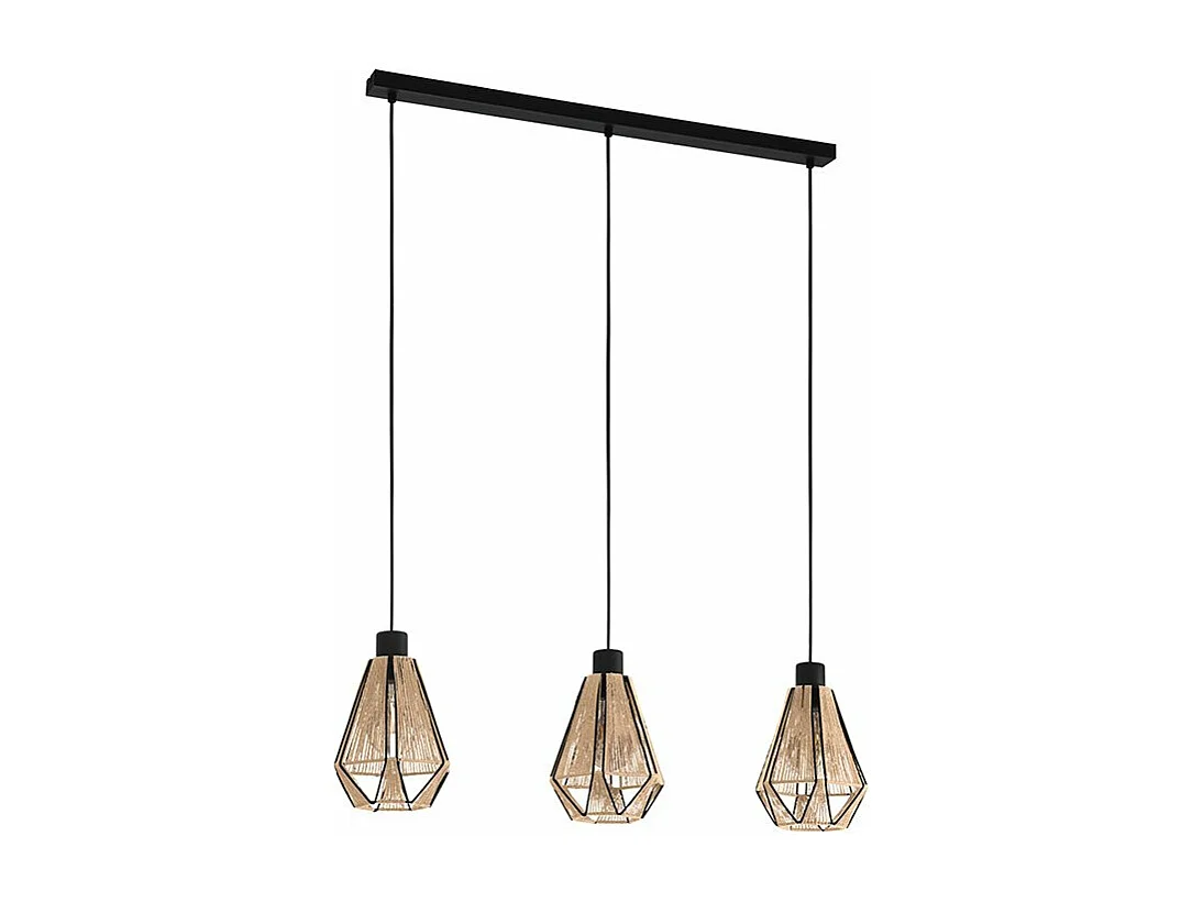 Lampadario Contemporaneo Adwickle 3 Luci Metallo Nero E Tessuto