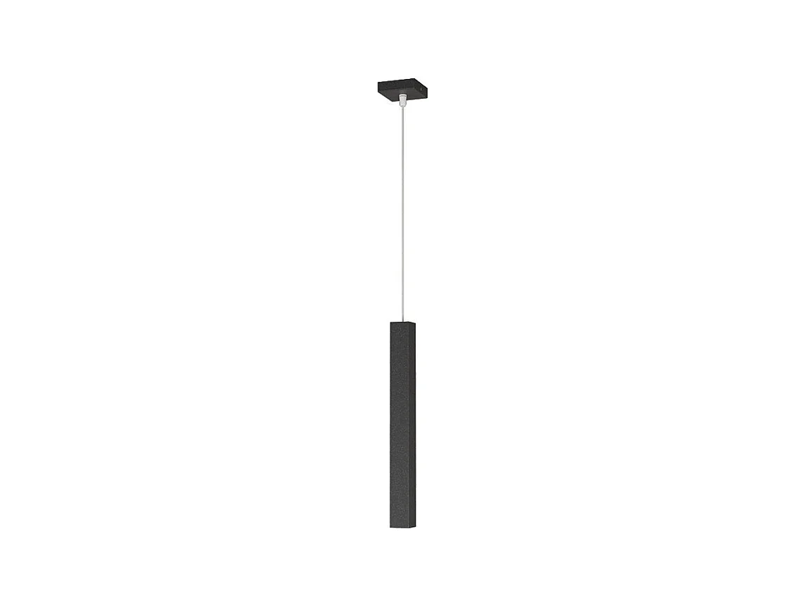 Square Tube Sospensione 1 Luce Nero Cavo Cm.250 Con Base