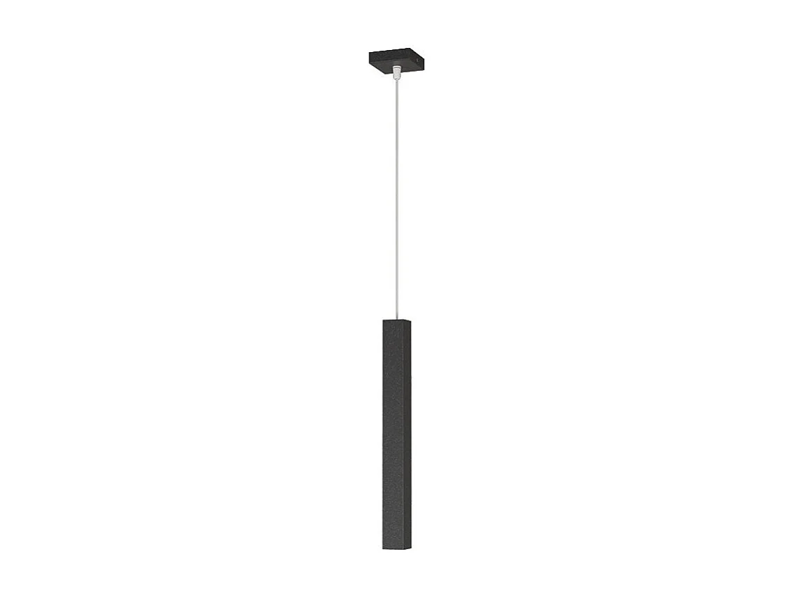 Square Tube Sospensione 1 Luce Nero Cavo Cm.250 Con Base