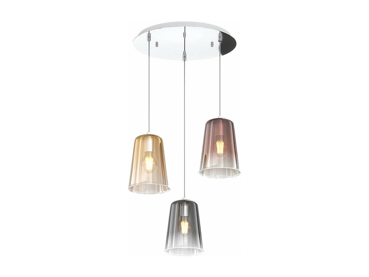 Sospensione Cromo Tonda 3 Luci (1 Am+1 Ra+1 Cr)