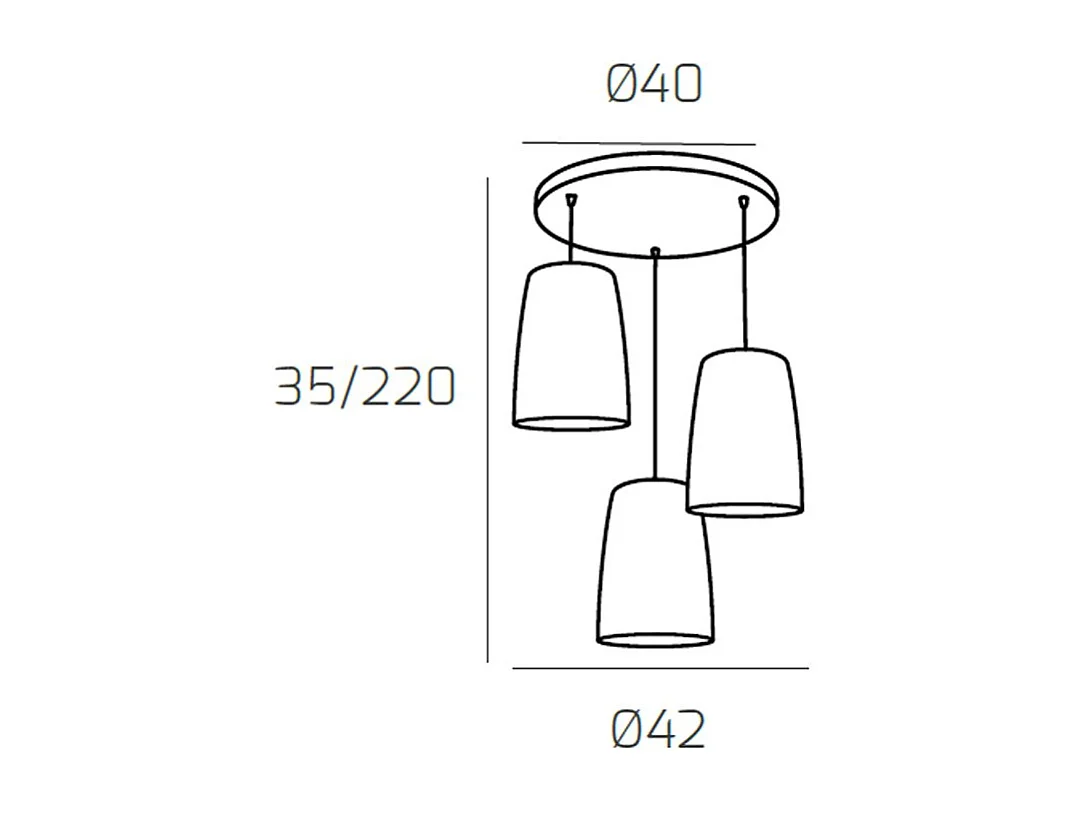 Sospensione Cromo Tonda 3 Luci (1 Am+1 Ra+1 Cr)