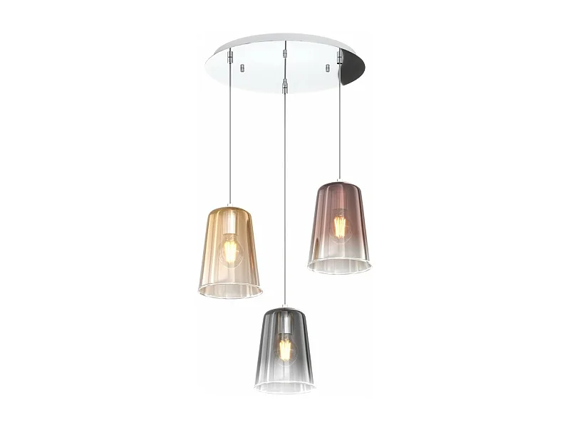 Sospensione Cromo Tonda 3 Luci (1 Am+1 Ra+1 Cr)