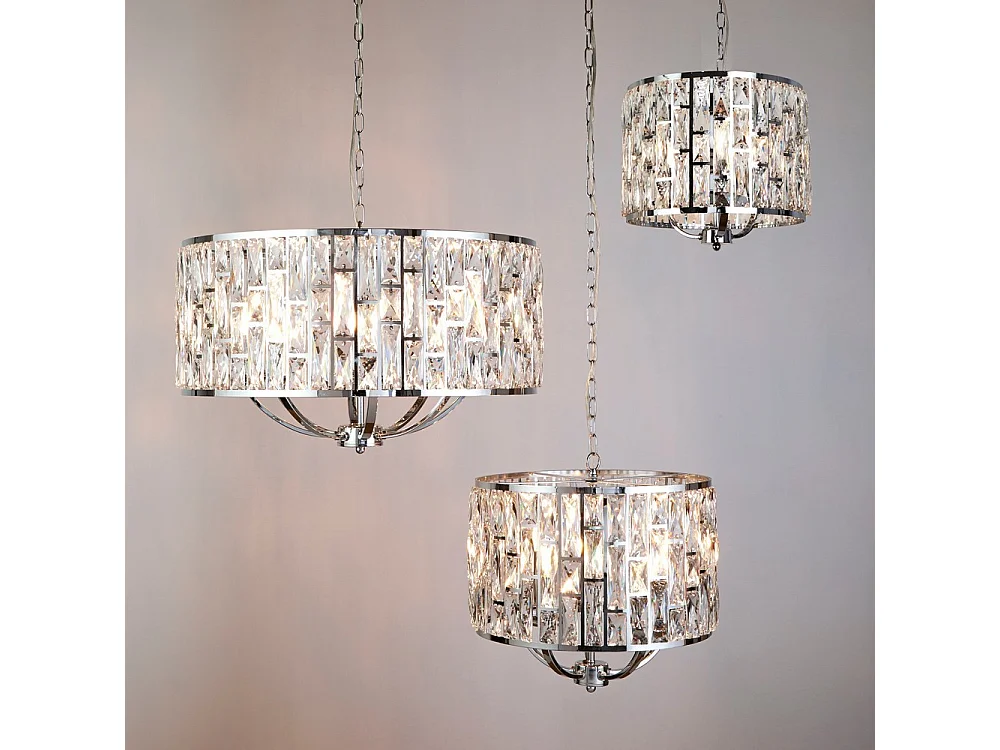 Searchlicht BIJOU - 3 licht Chrome Deckenanhänger mit Kristallglas