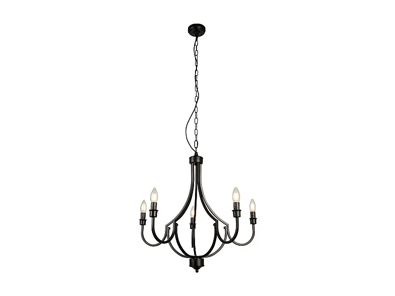 Searchlicht Lodge 5-flammige Pendelleuchte aus schwarzem Metall