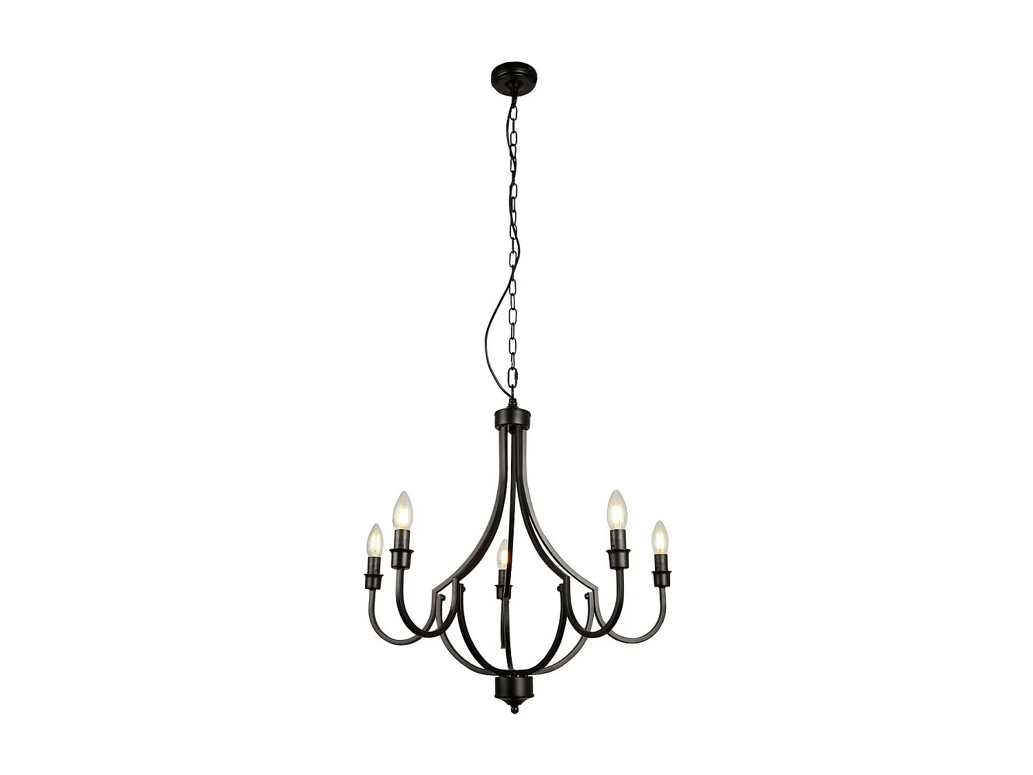 Searchlight Lodge Colgante de 5 luces de metal negro.