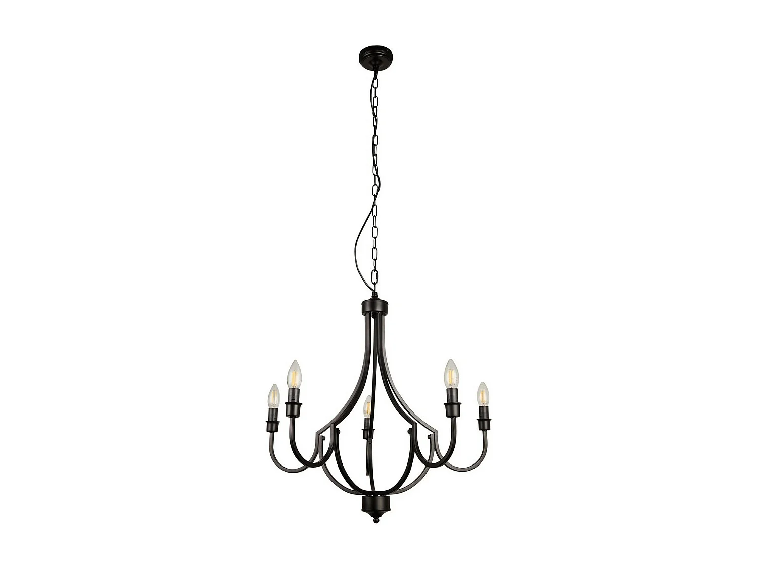 Searchlight Lodge Colgante de 5 luces de metal negro.