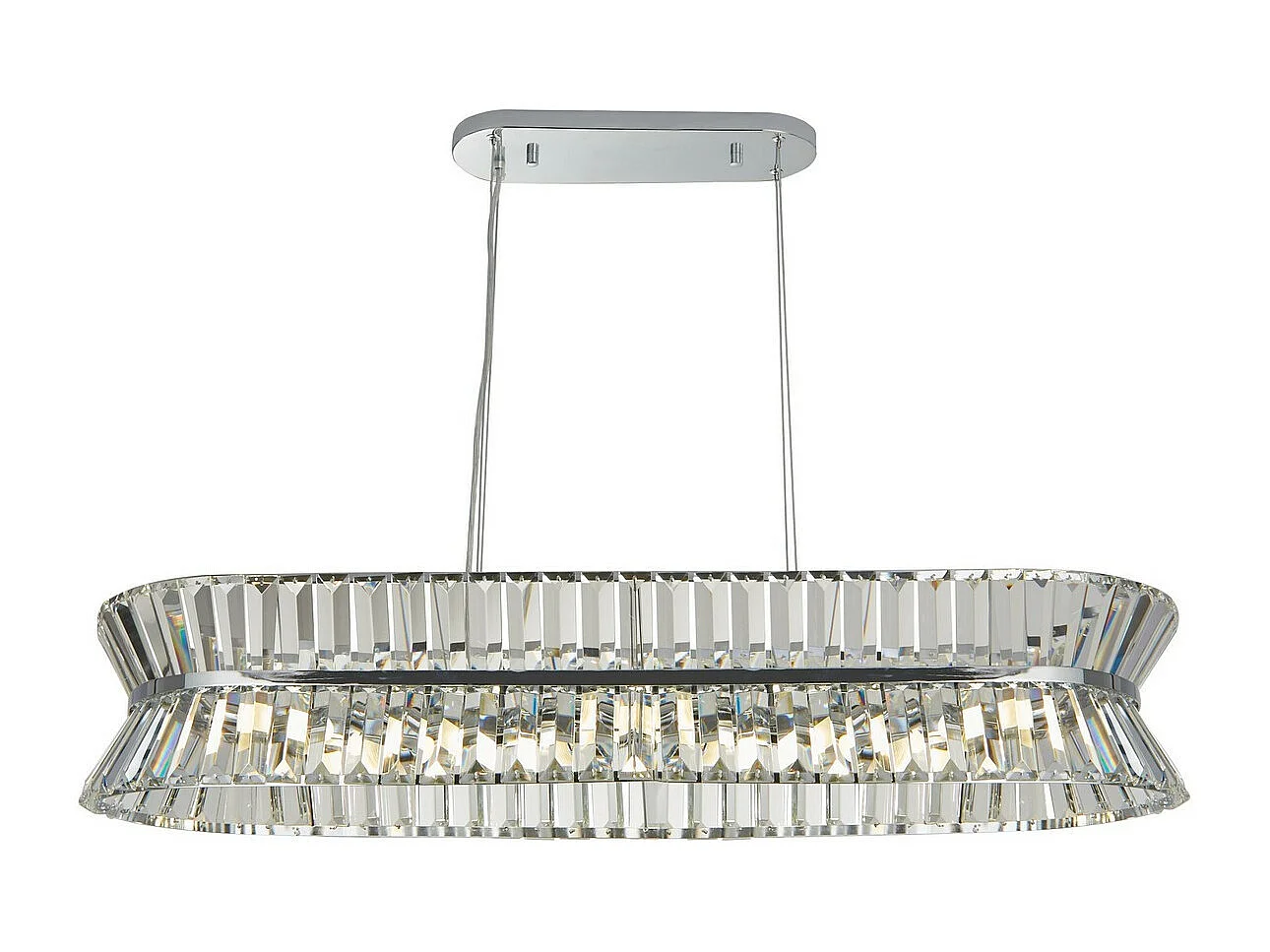 Searchlight Uptown Luminaire suspendu ovale à 10 ampoules, chrome, cristal transparent