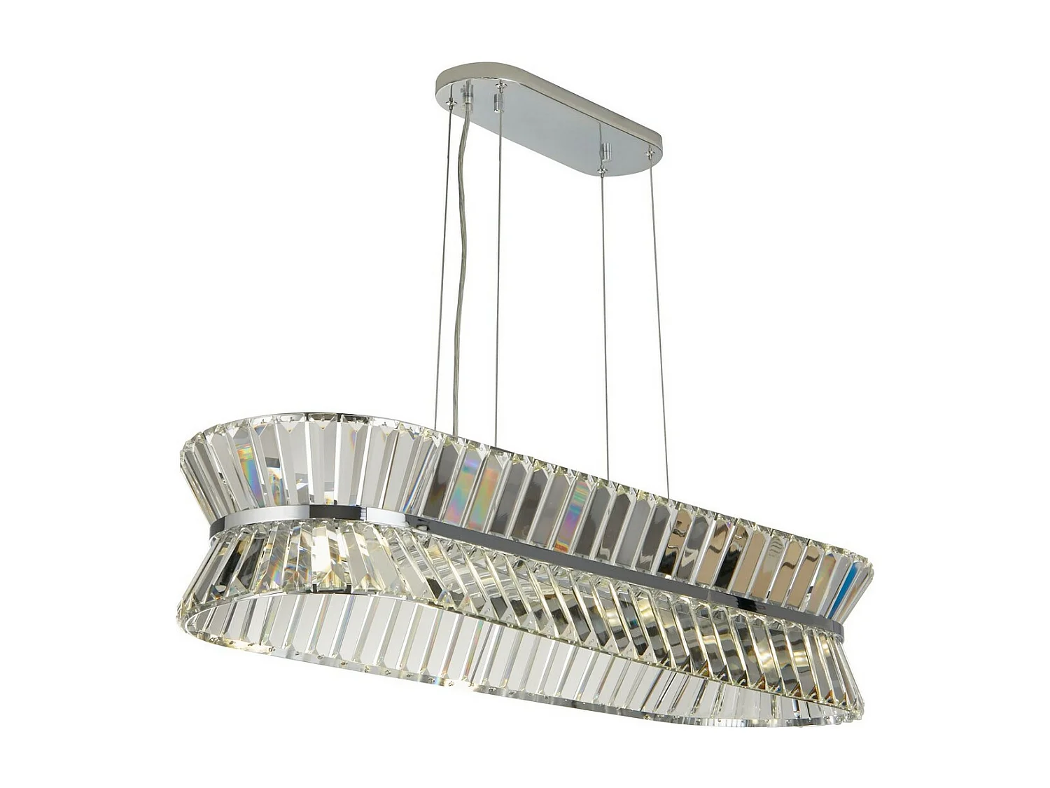 Searchlight Uptown Luminaire suspendu ovale à 10 ampoules, chrome, cristal transparent