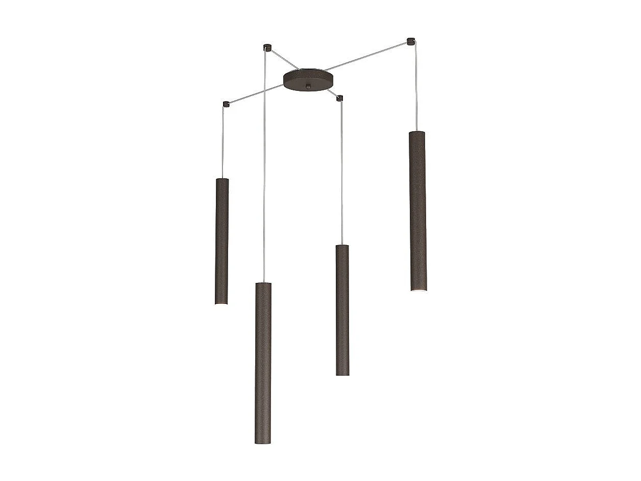 Round Tube Sospensione 4 Luci Marrone Cavo Cm.250 Con Base