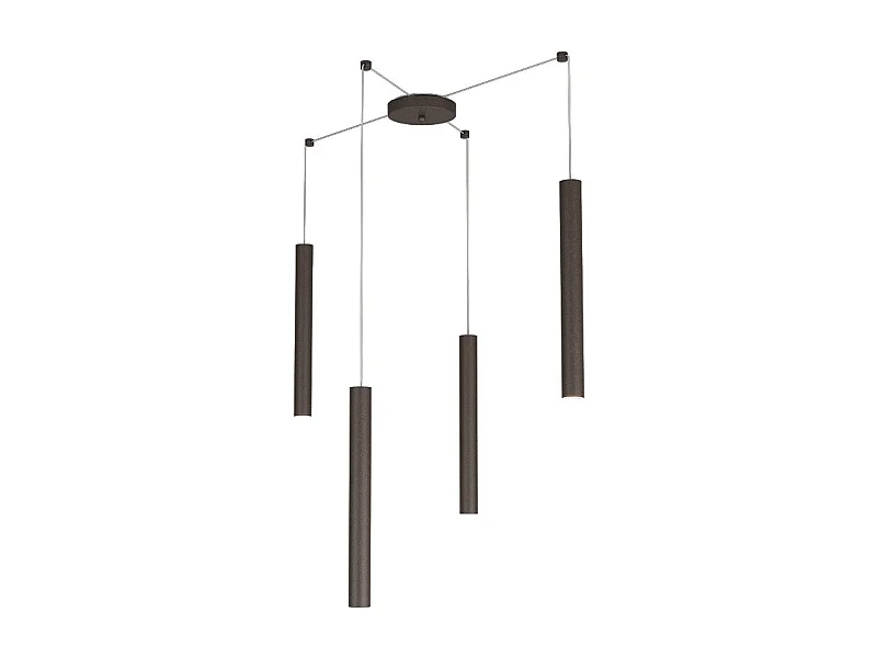 Round Tube Sospensione 4 Luci Marrone Cavo Cm.250 Con Base