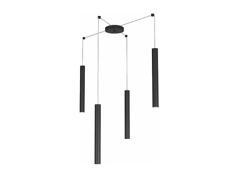 Round Tube Sospensione 4 Luci Nero Cavo Cm.250 Con Base