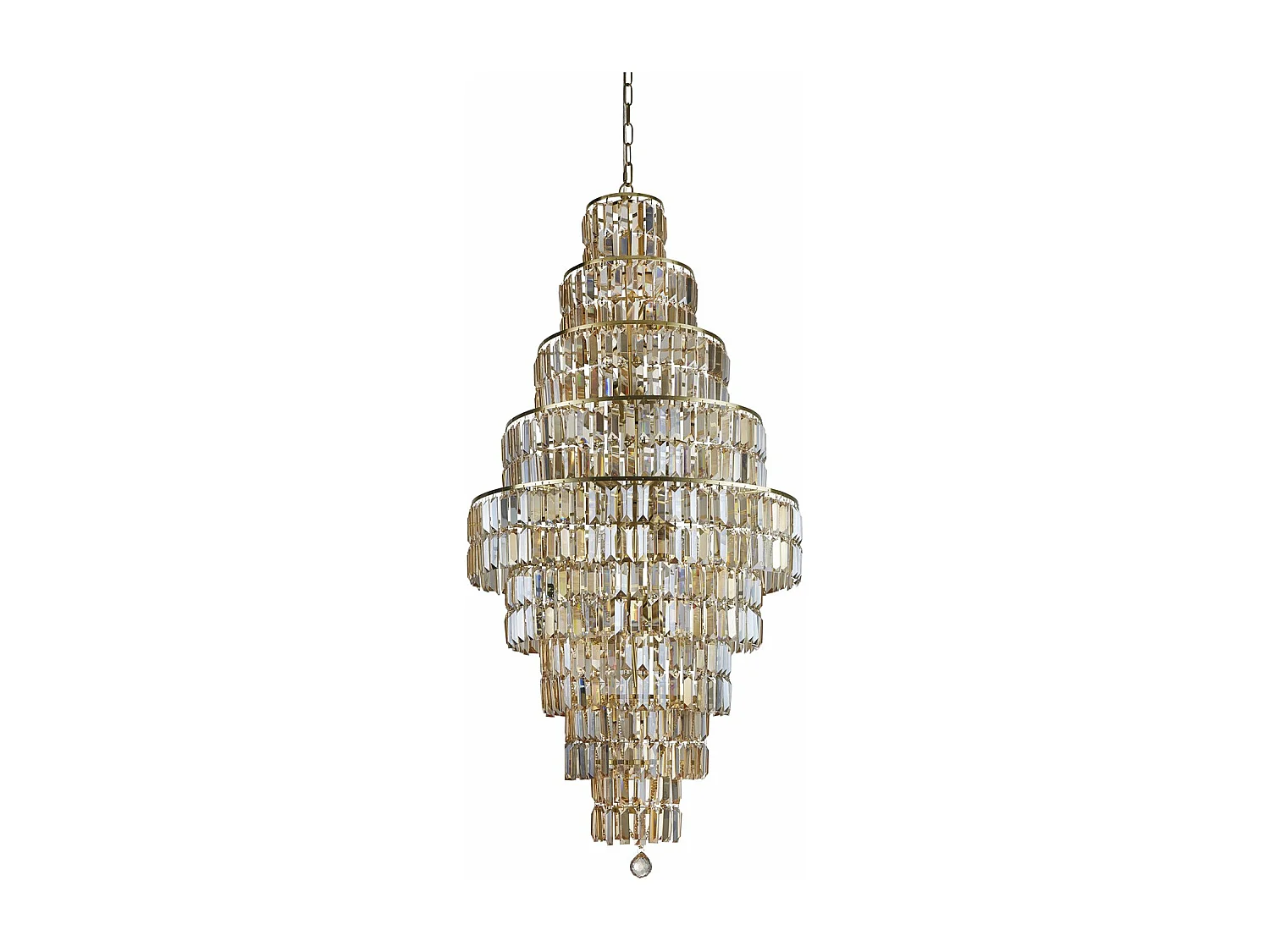 Sospensione Classico Impero Acciaio Ottone Cristallo 13 Luci E14