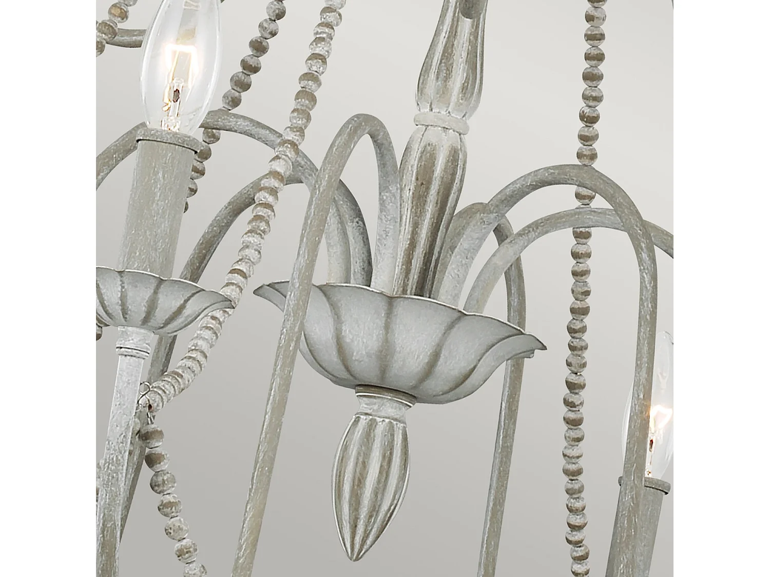 Lampadario Classico Maryville Acciaio Grigio Slavato Legno 9 Luci E14