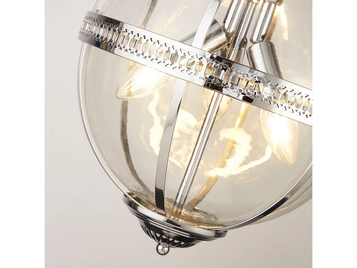 Searchlight Coronet Luminaire suspendu à 3 lumières Chrome, Verre