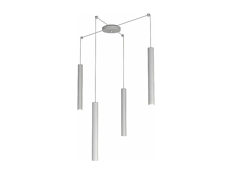 Round Tube Sospensione 4 Luci Grigio Cavo Cm.250 Con Base