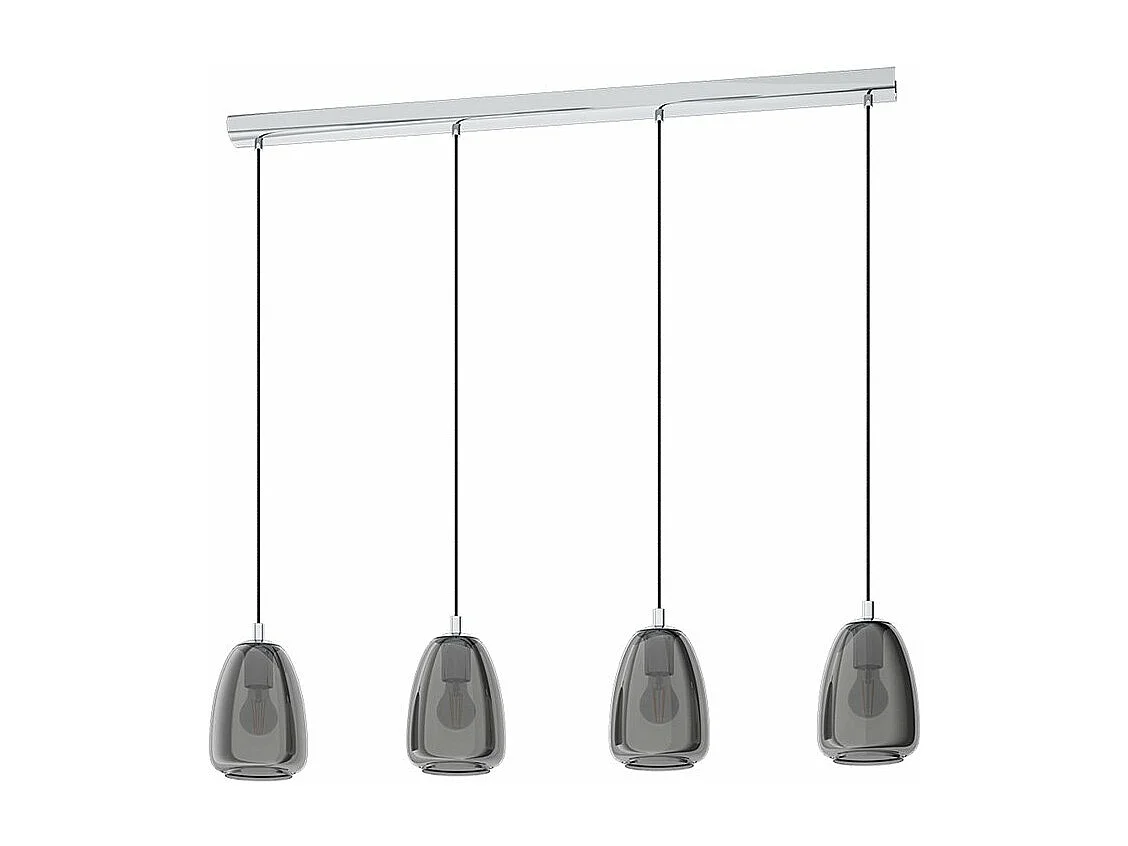 Lampadario Contemporaneo Alobrase 4 Luci Metallo Cromo