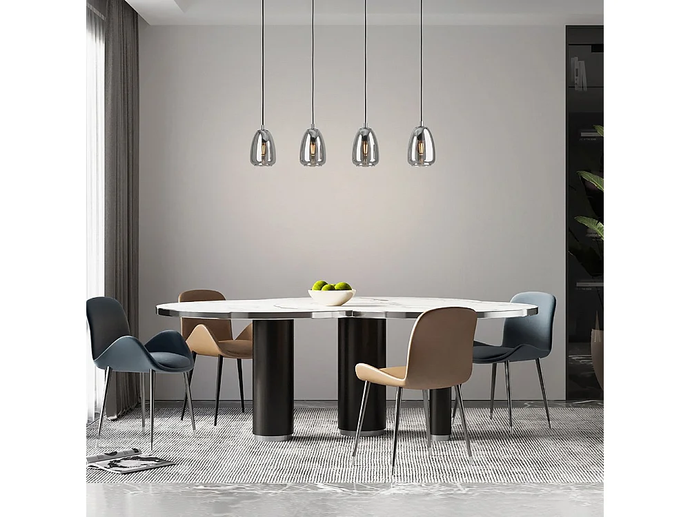 Lampadario Contemporaneo Alobrase 4 Luci Metallo Cromo